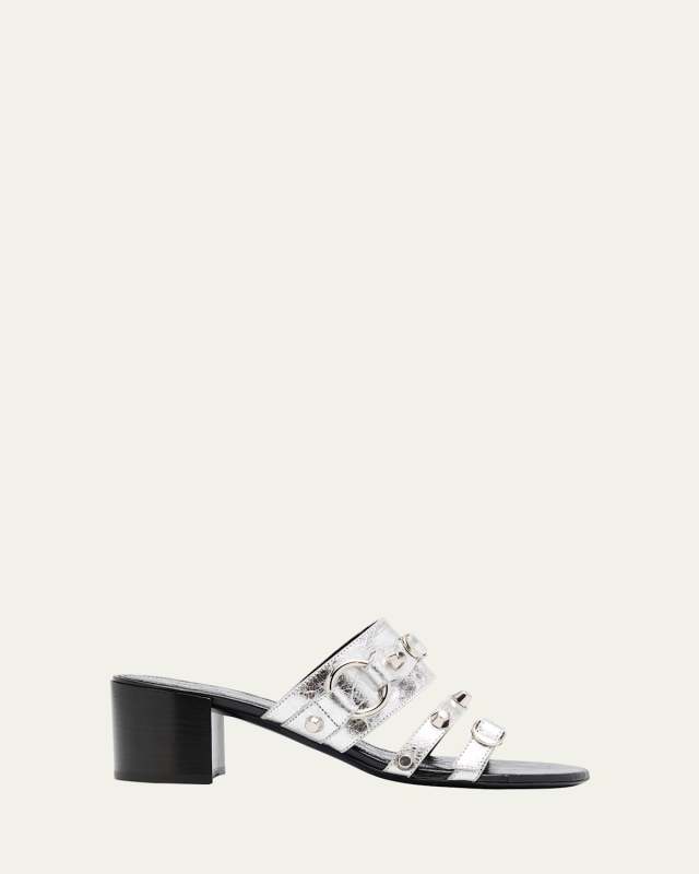 City Leather Block-Heel Sandals